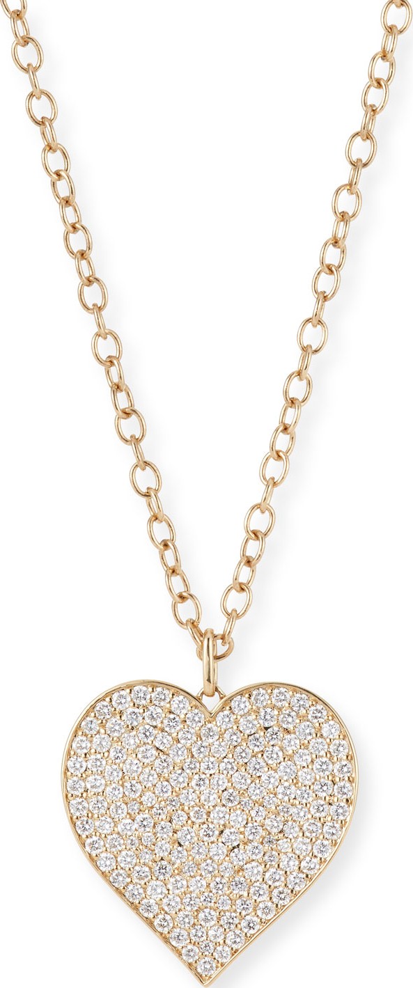 Sydney Evan XL Pave Diamond Heart Pendant Necklace, 20"