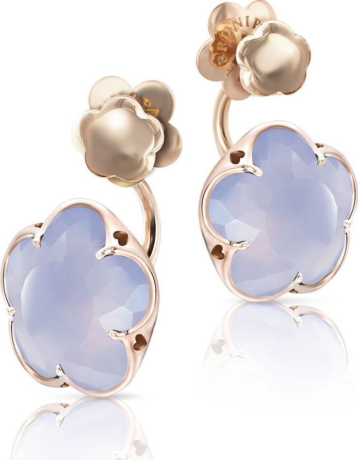 Pasquale Bruni Bon Ton Chalcedony Flower Jacket Earrings in 18K Rose Gold