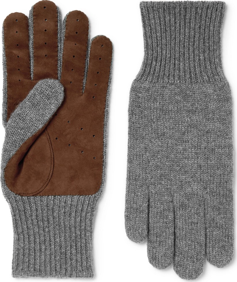Brunello Cucinelli Suede-Panelled Cashmere Gloves Brunello Cucinelli Suede-Panelled Cashmere Gloves