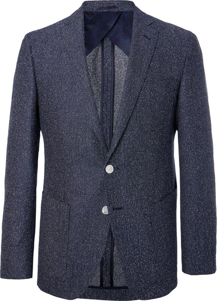 HUGO BOSS Navy Raye Slim-Fit Unstructured Tweed Blazer