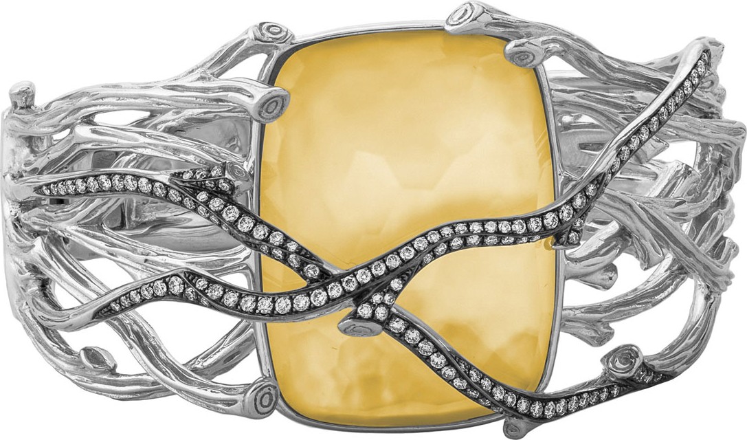 Michael Aram Enchanted Forest Twig Crossover Bangle w/ 18k Gold