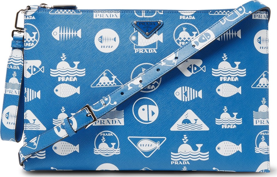 Prada Printed Saffiano Leather Pouch