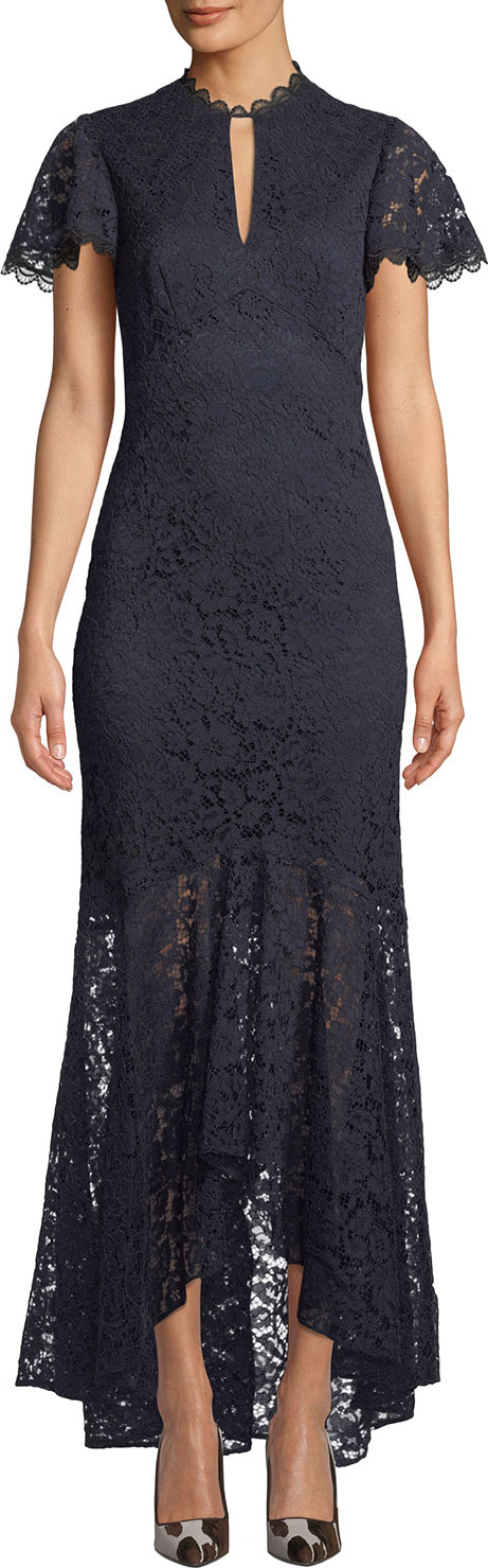 Shoshanna Aimi High-Low Floral Lace Gown