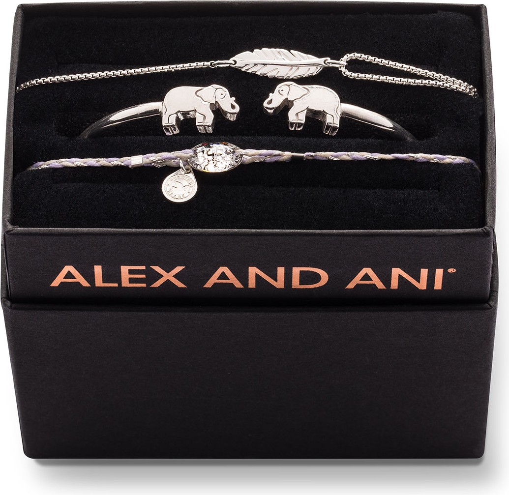 Alex and Ani Elephant Cuff Bracelet Gift Set, Silver