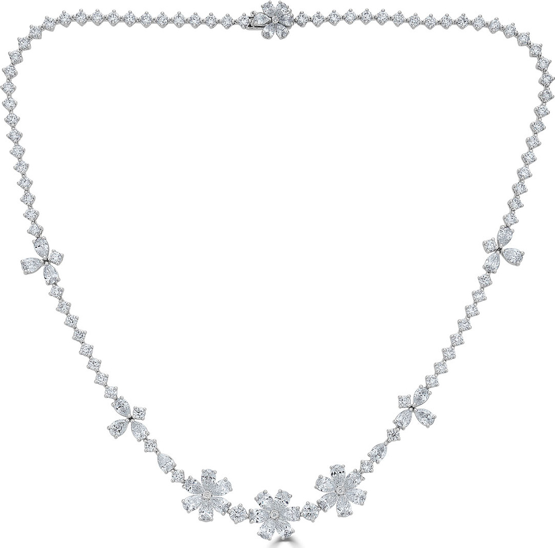 ZYDO 18k Luminal Mixed Diamond Flower Necklace