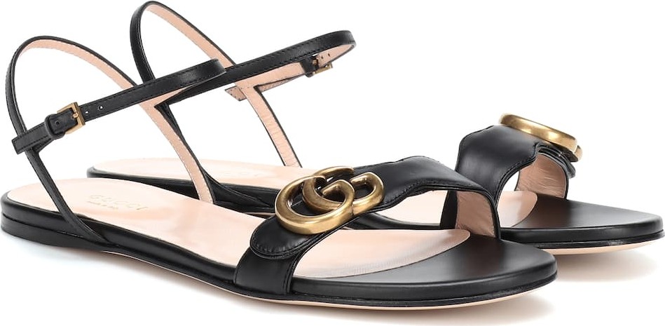 Gucci Double G strap leather sandals