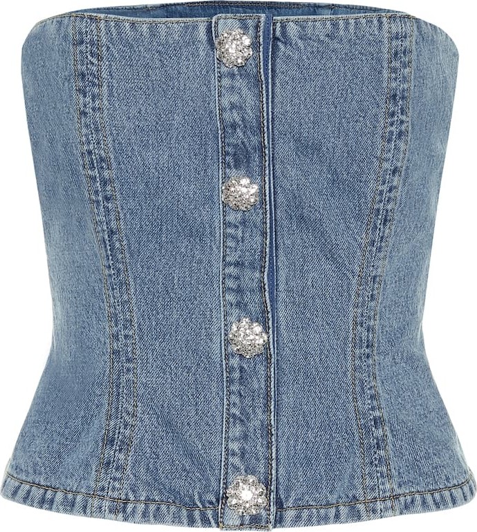 Ganni Embellished denim top