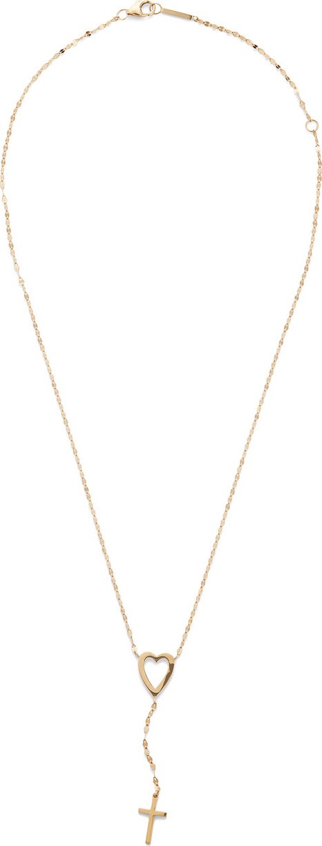 LANA JEWELRY 14k Heart Cross Lariat Necklace