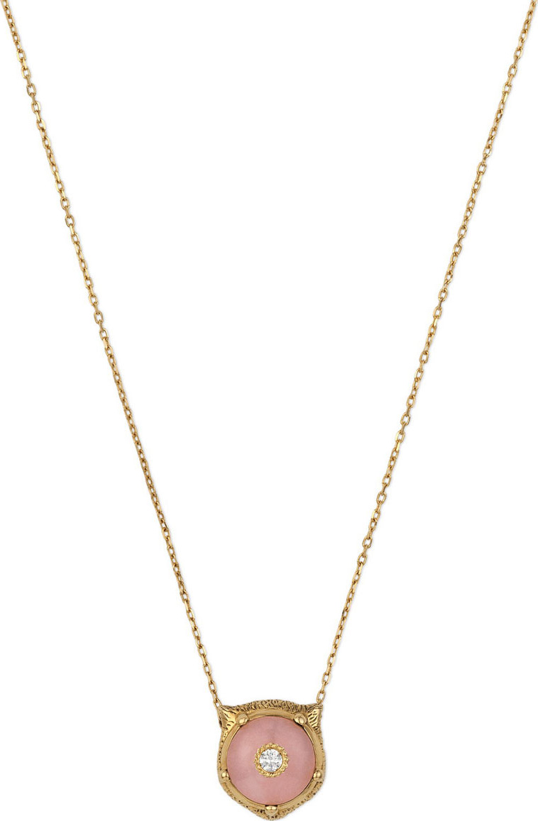 Gucci 18k Gold Le Marche des Merveilles Opal Feline Necklace