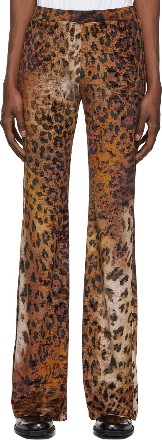 Versace Beige & Black Leopard Trousers