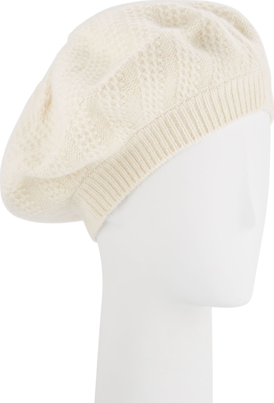 Sofia Cashmere Honeycomb Textured Knit Beret