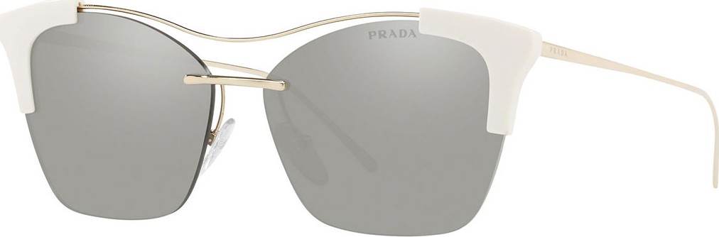 Prada Mirrored Semi-Rimless Butterfly Sunglasses
