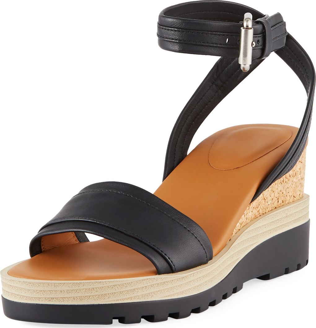 See By Chloé Robin Sporty Leather Wedge Sandals