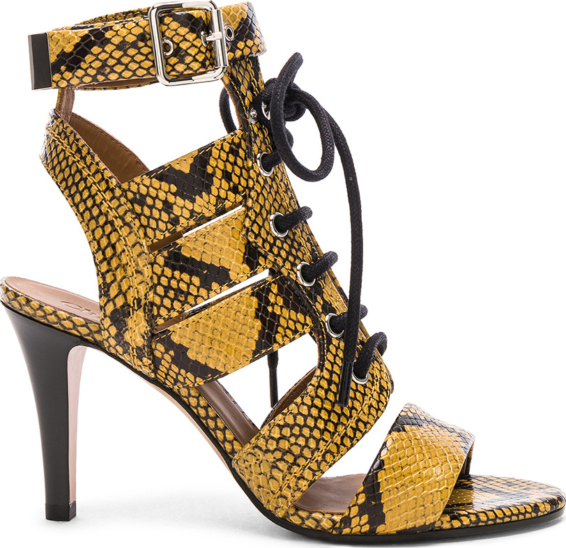 Chloe Rylee Python Print Leather Lace Up Sandals