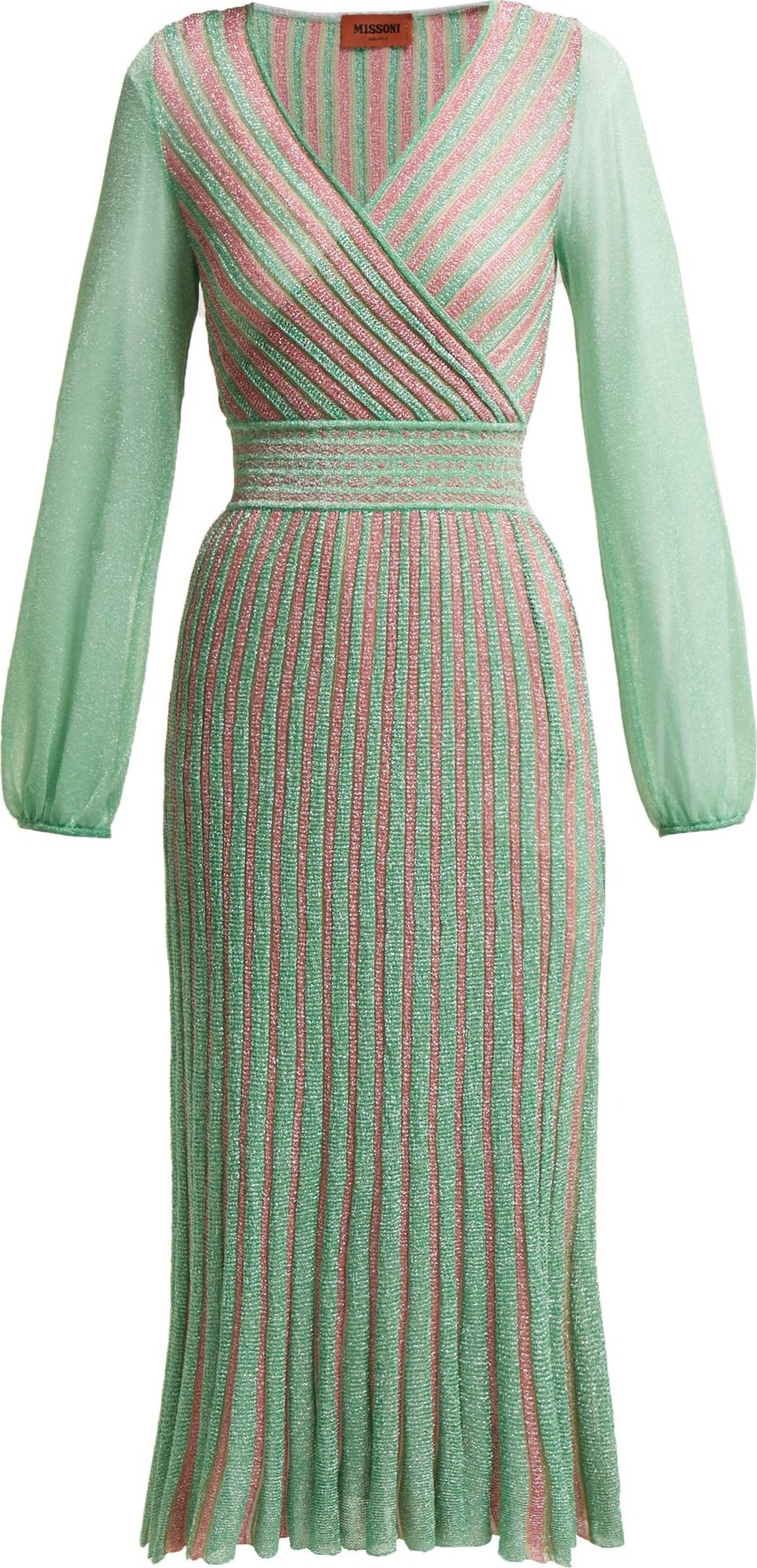 Missoni Metallic-striped wrap dress