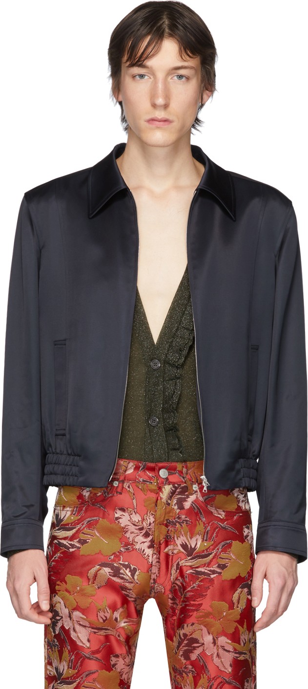Dries Van Noten Navy Viscose Villiam Jacket
