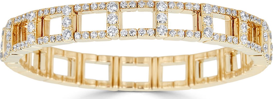ZYDO 18k Gold Stretch Link Bracelet w/ Diamonds, 4.38tcw