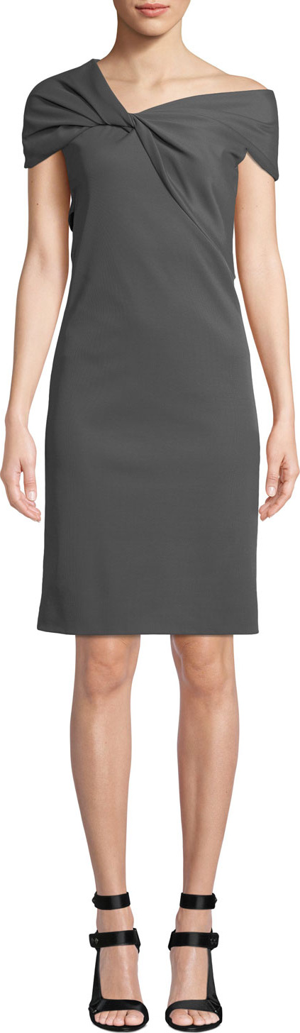 Helmut Lang Twist-Front Asymmetric Cap-Sleeve Dress