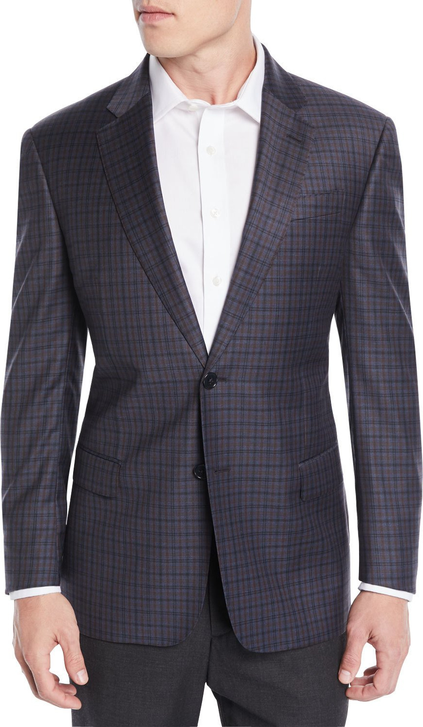 Emporio Armani Men's Tricolor Plaid Wool Jacket