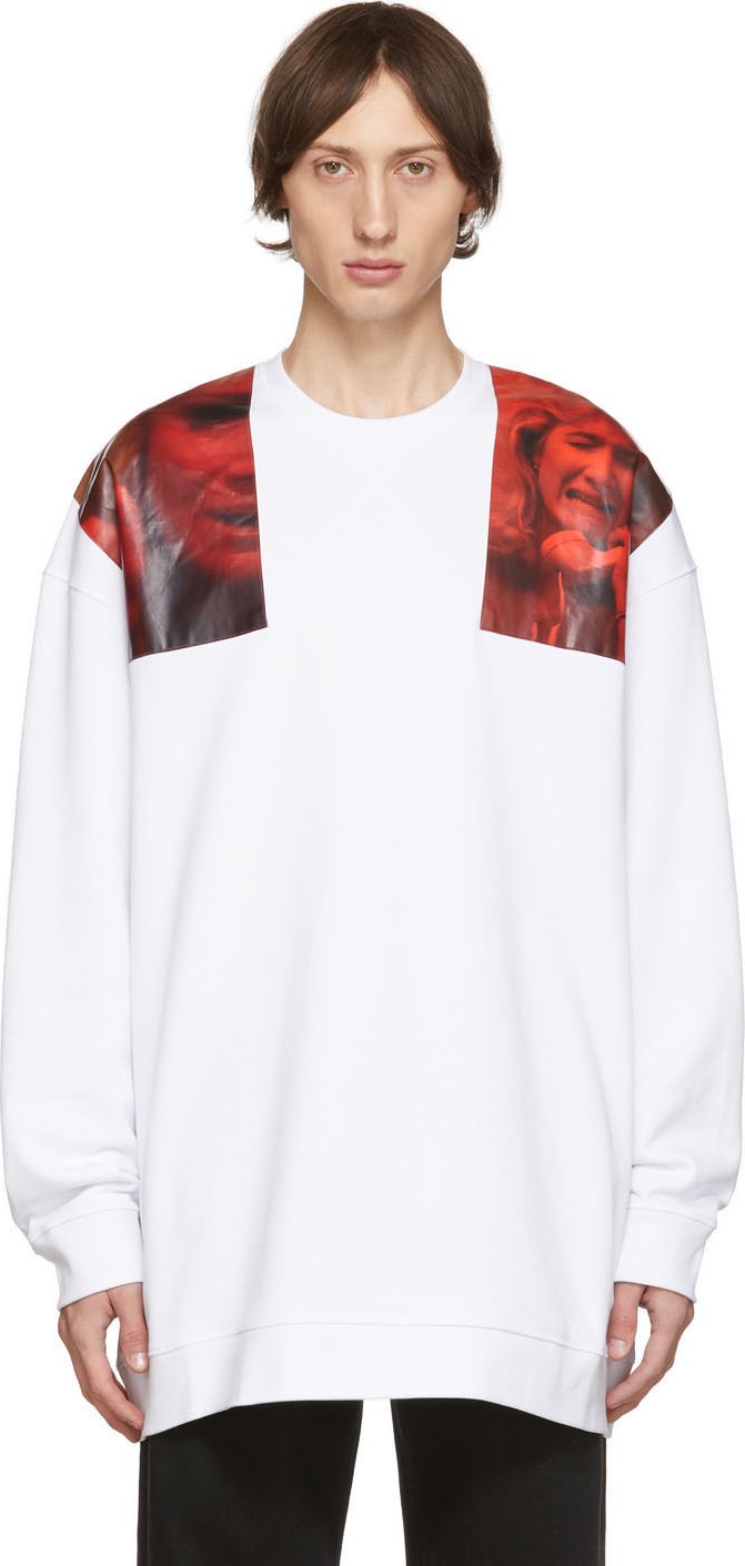 Raf Simons White Oversized Patches Sweatshirt