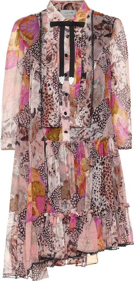 COACH Floral asymmetric silk dress