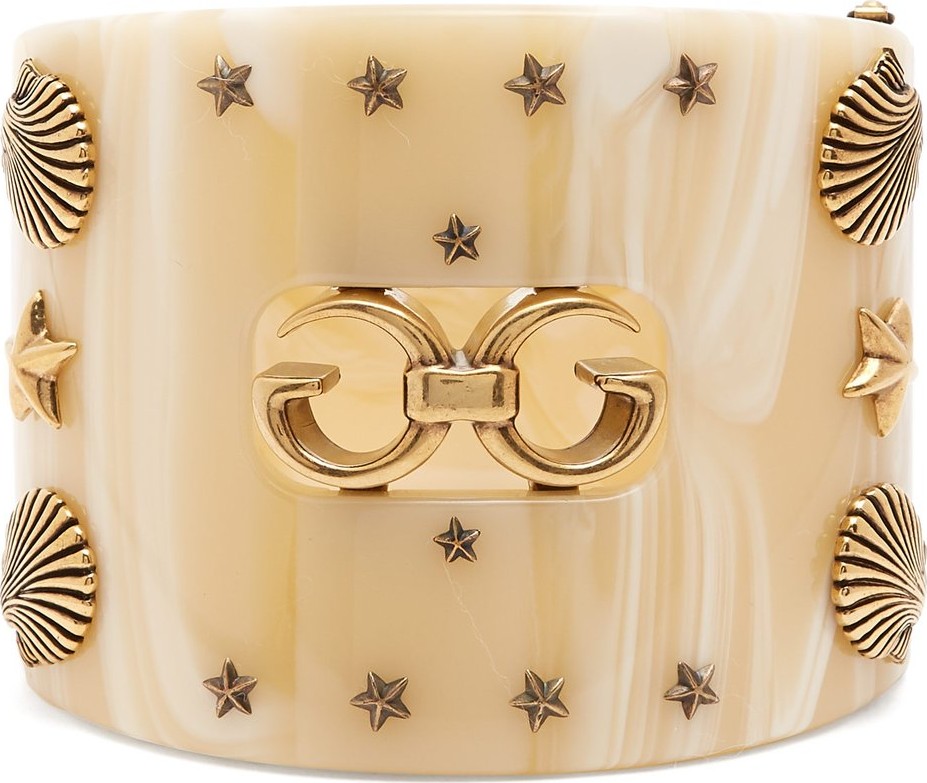 Gucci GG star and shell-embellished cuff