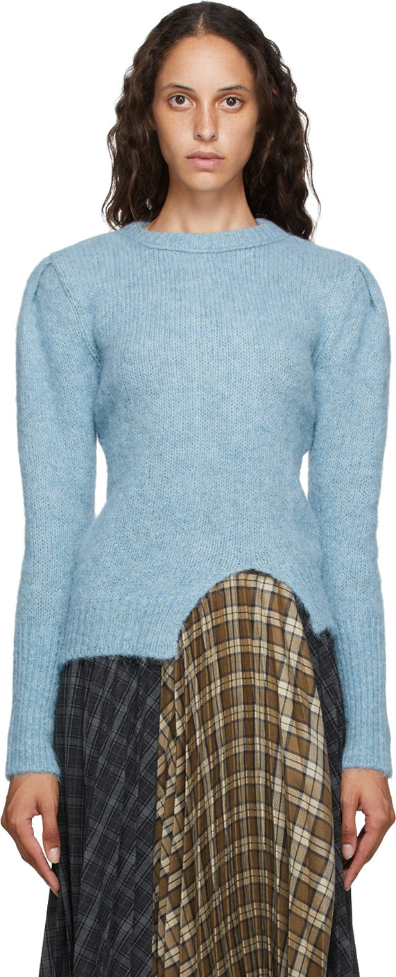 Andersson Bell - Blue Alpaca Puff Sleeve Rozi Sweater