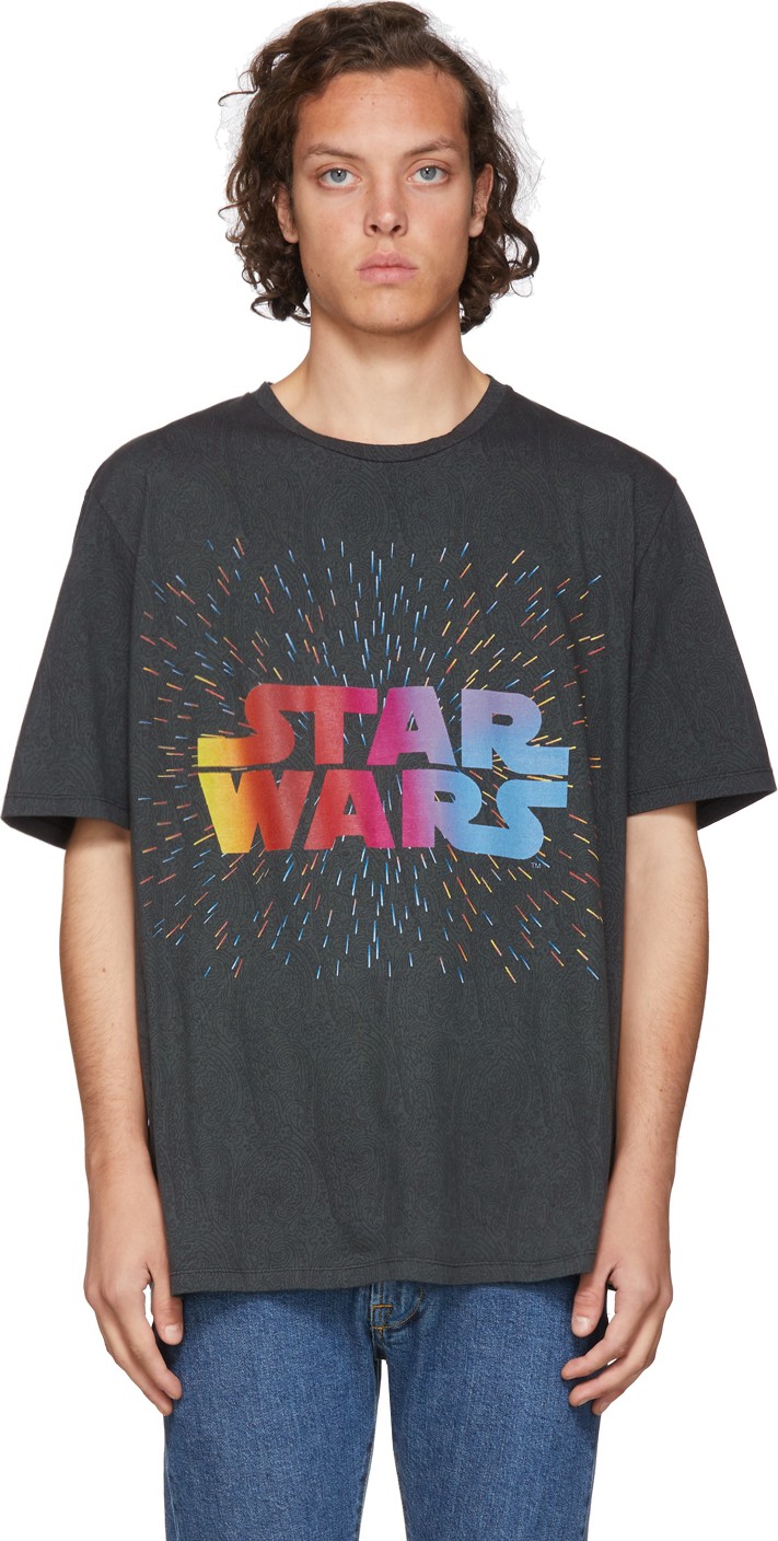 Etro Black & Green Star Wars Edition Logo Paisley T-Shirt