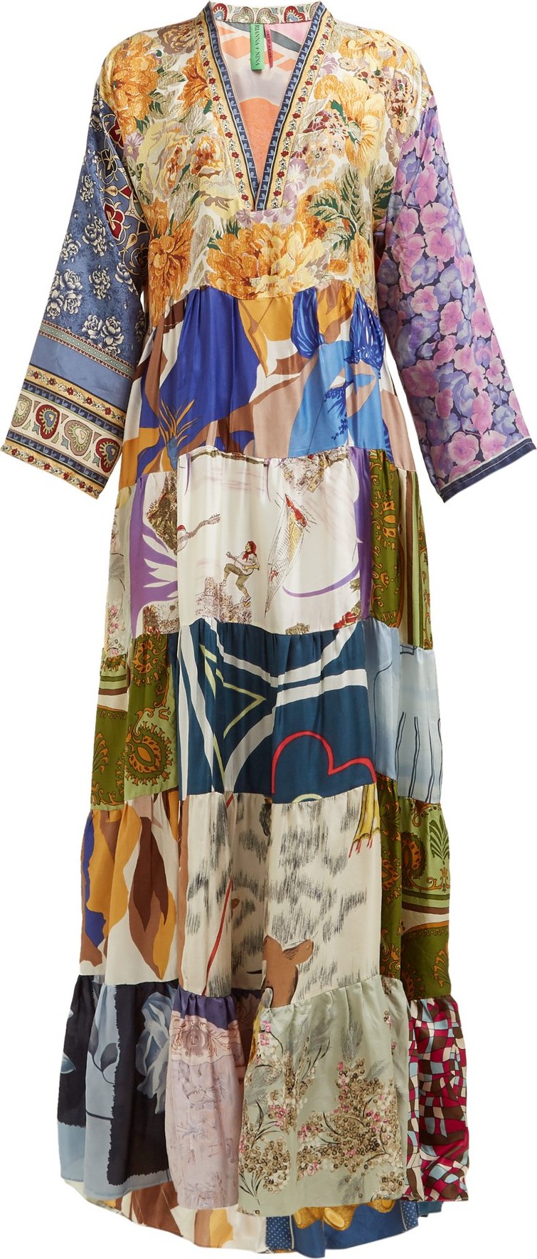 Rianna + Nina Vintage patchwork silk dress