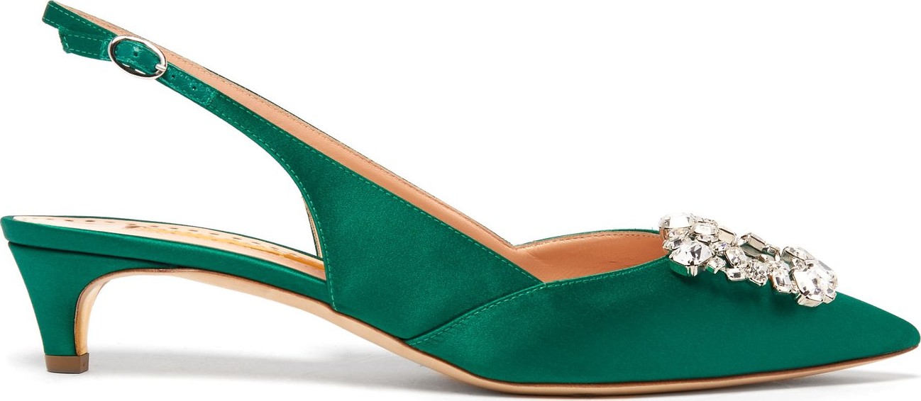 Rupert Sanderson Misty satin and crystal-embellished pumps