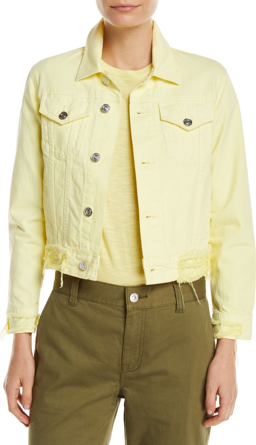 Current/Elliott The Baby Trucker Cropped Denim Jacket