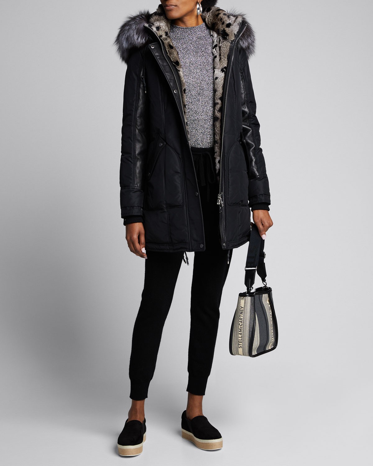 Nicole Benisti Chelsea Intarsia Fur-Lined Coat