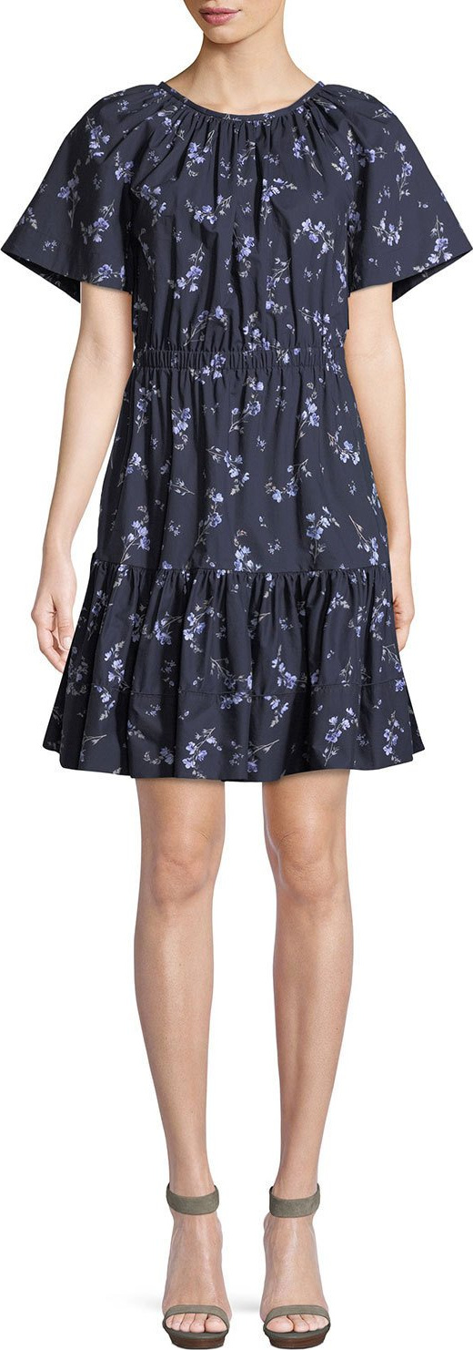 Rebecca Taylor Francine Floral-Print Cotton Dress with Cutout Back