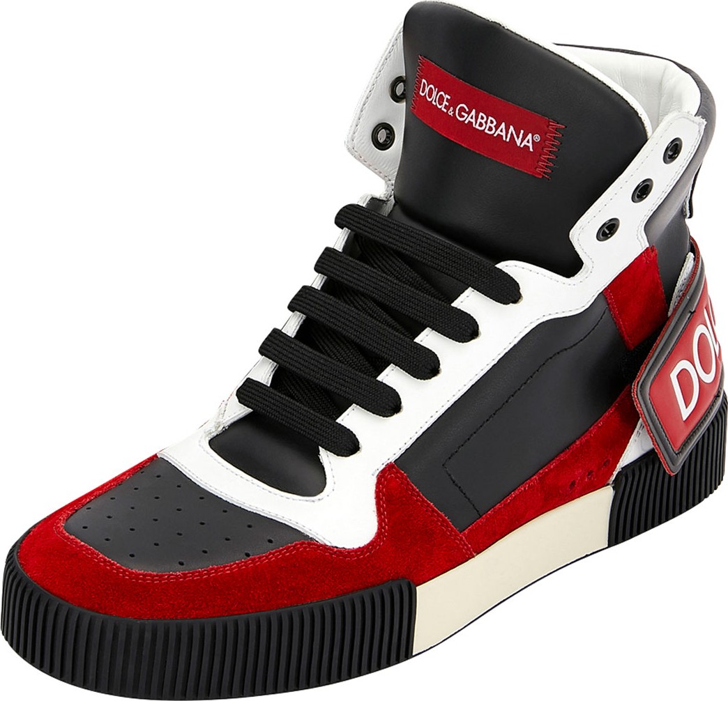 Dolce & Gabbana Men's High-Top Colorblock Leather Sneakers