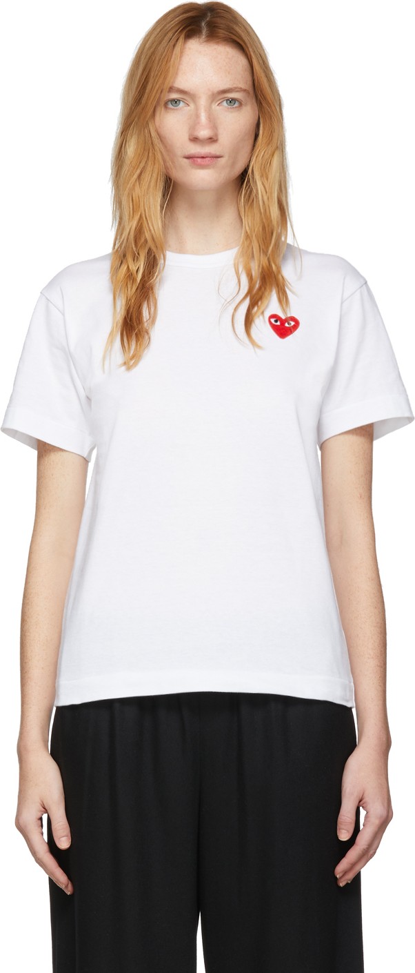 Comme Des Garcons PLAY White Men's Fit Heart Patch T-Shirt