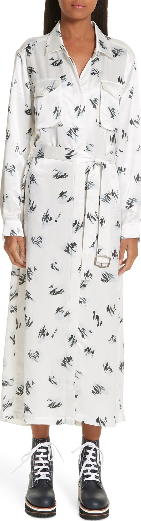 Sies Marjan Printed Satin Midi Shirtdress