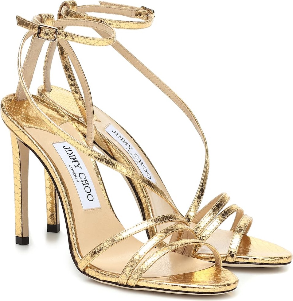 Jimmy Choo Tesca 100 metallic leather sandals