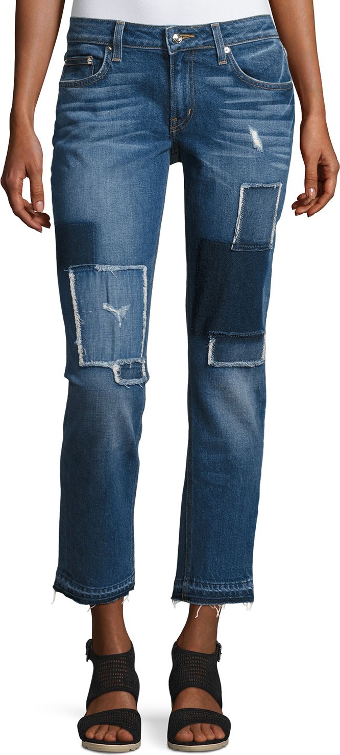Derek Lam 10 Crosby Mila Patchwork Mid-Rise Slim Boyfriend Jeans