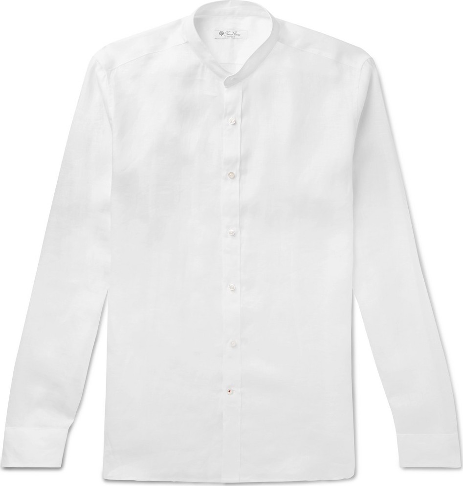Loro Piana Grandad-Collar Linen Shirt