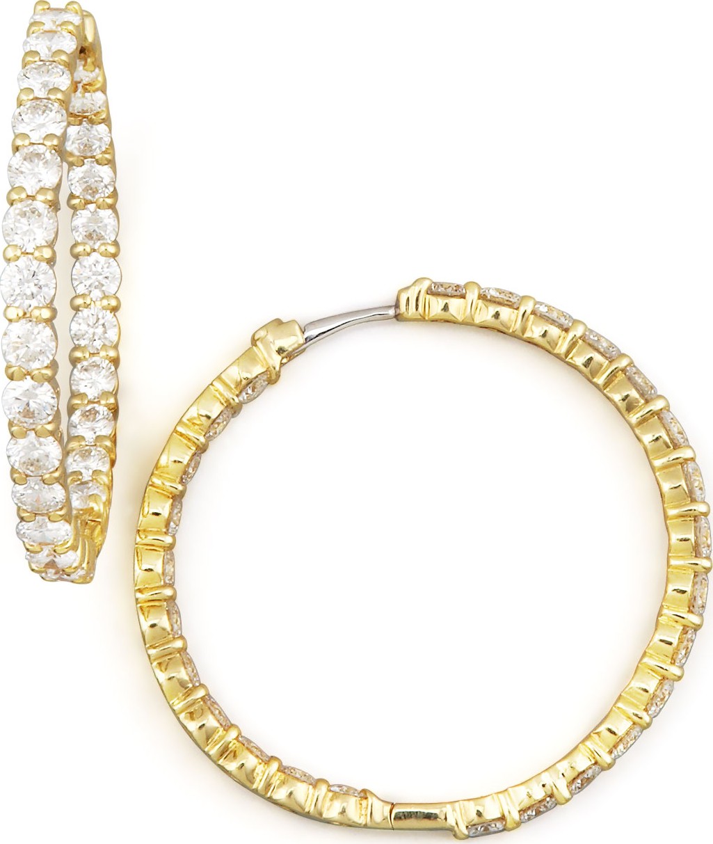 Roberto Coin 35mm Yellow Gold Diamond Hoop Earrings, 5.55ct