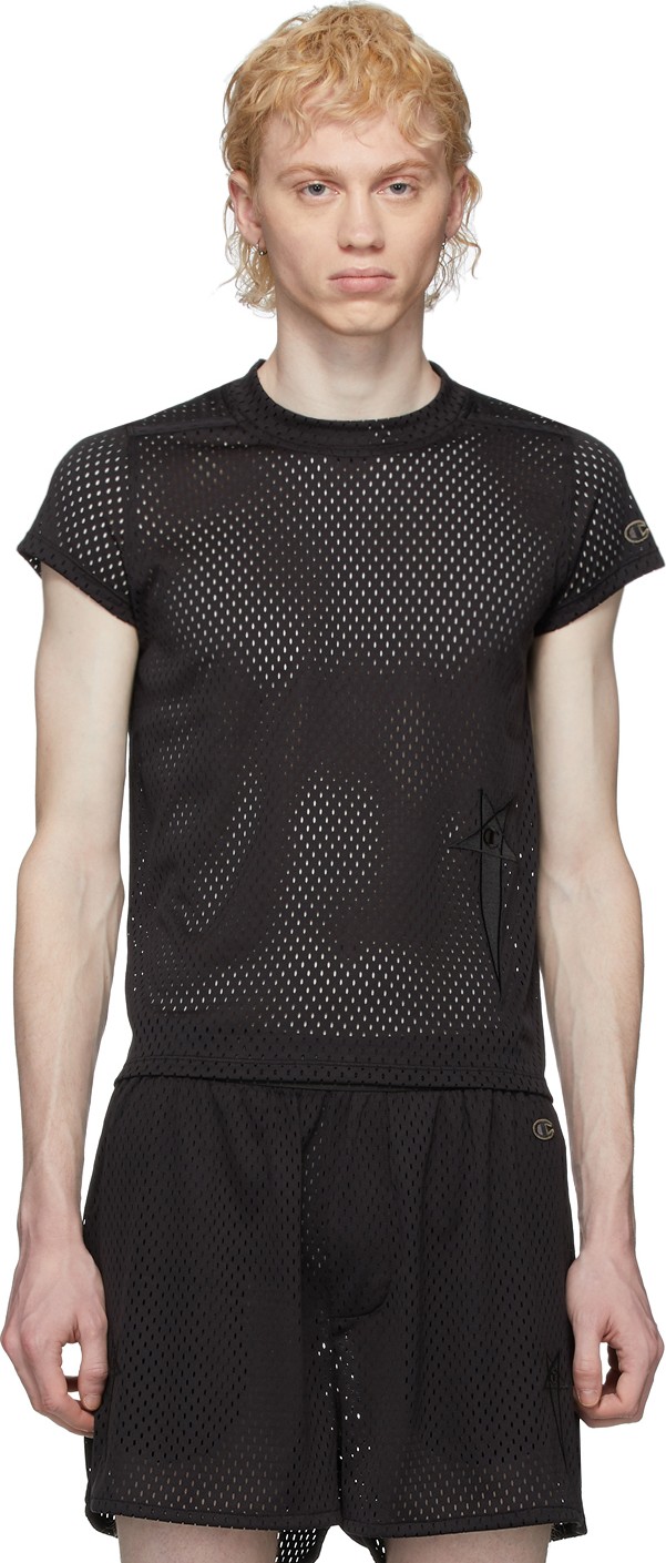 Rick Owens Black Champion Edition Mesh Small Level T-Shirt