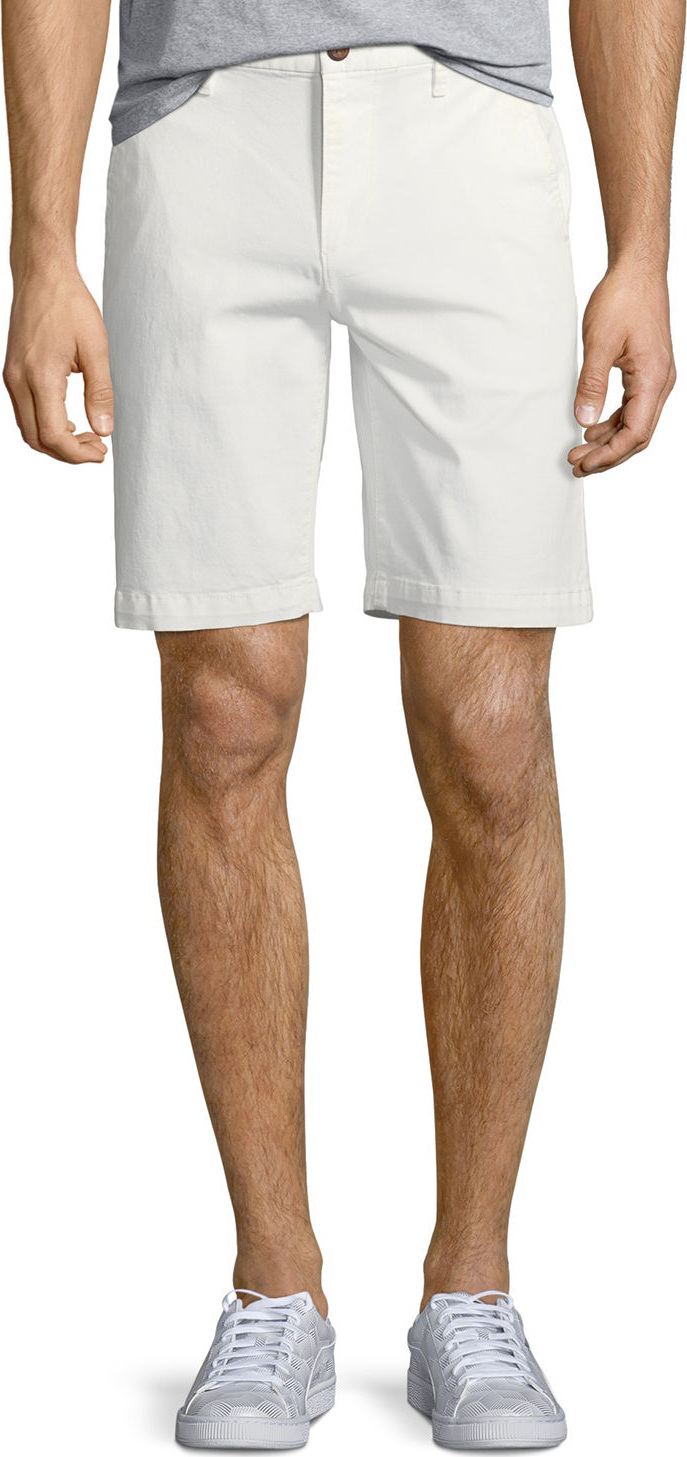 PAIGE Men's Thompson Cotton Twill Flat-Front Shorts