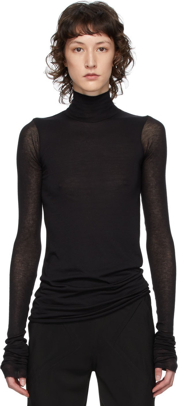 Rick Owens Lilies Black Heavy Jersey Long Sleeve T-Shirt