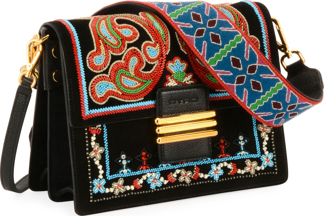 Etro Bead-Embroidered Flap Shoulder Bag