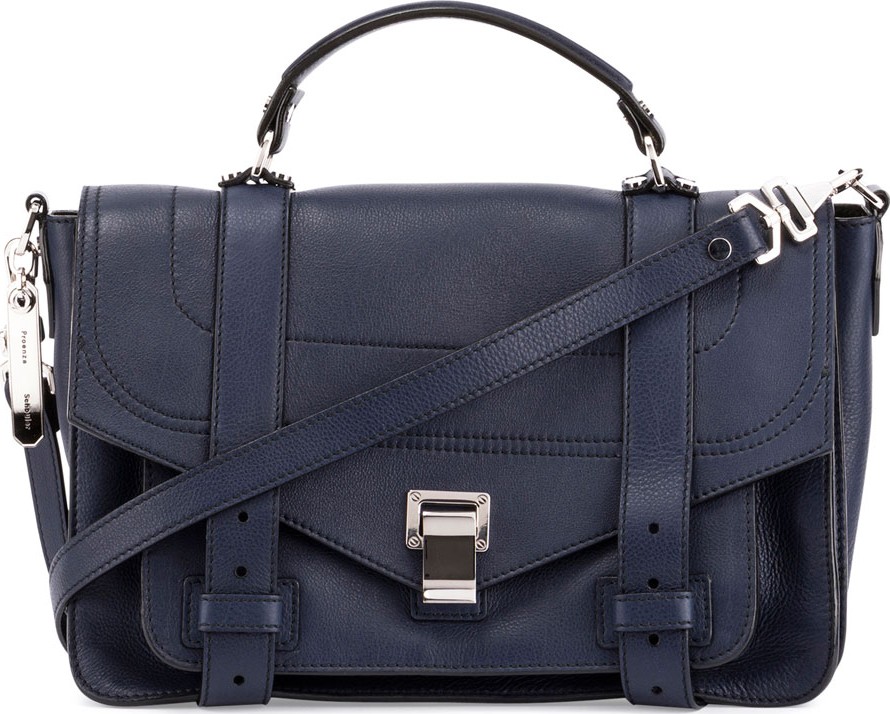 Proenza Schouler PS1+ Medium Leather Satchel Bag, Indigo