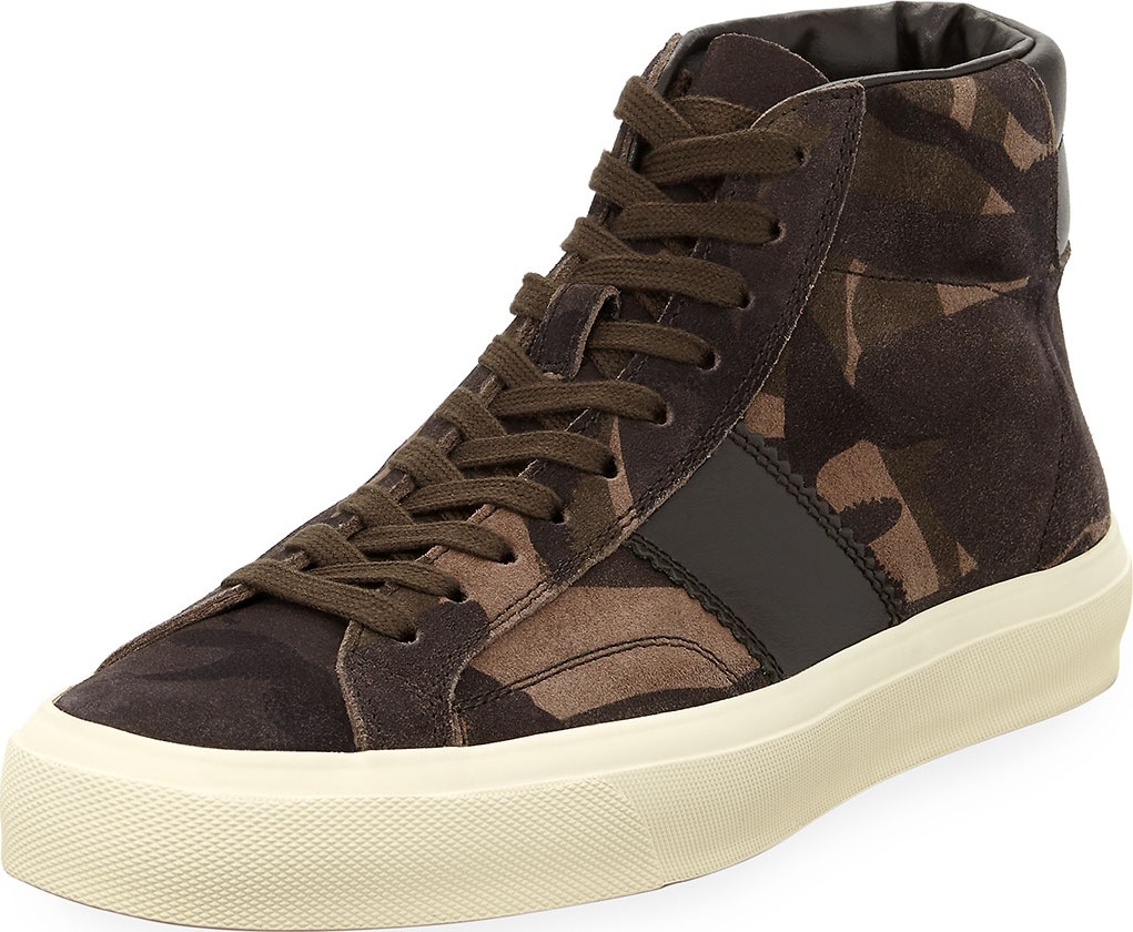 TOM FORD Men's Cambridge Camouflage Suede High-Top Sneakers TOM FORD Men's Cambridge Camouflage Suede High-Top Sneakers