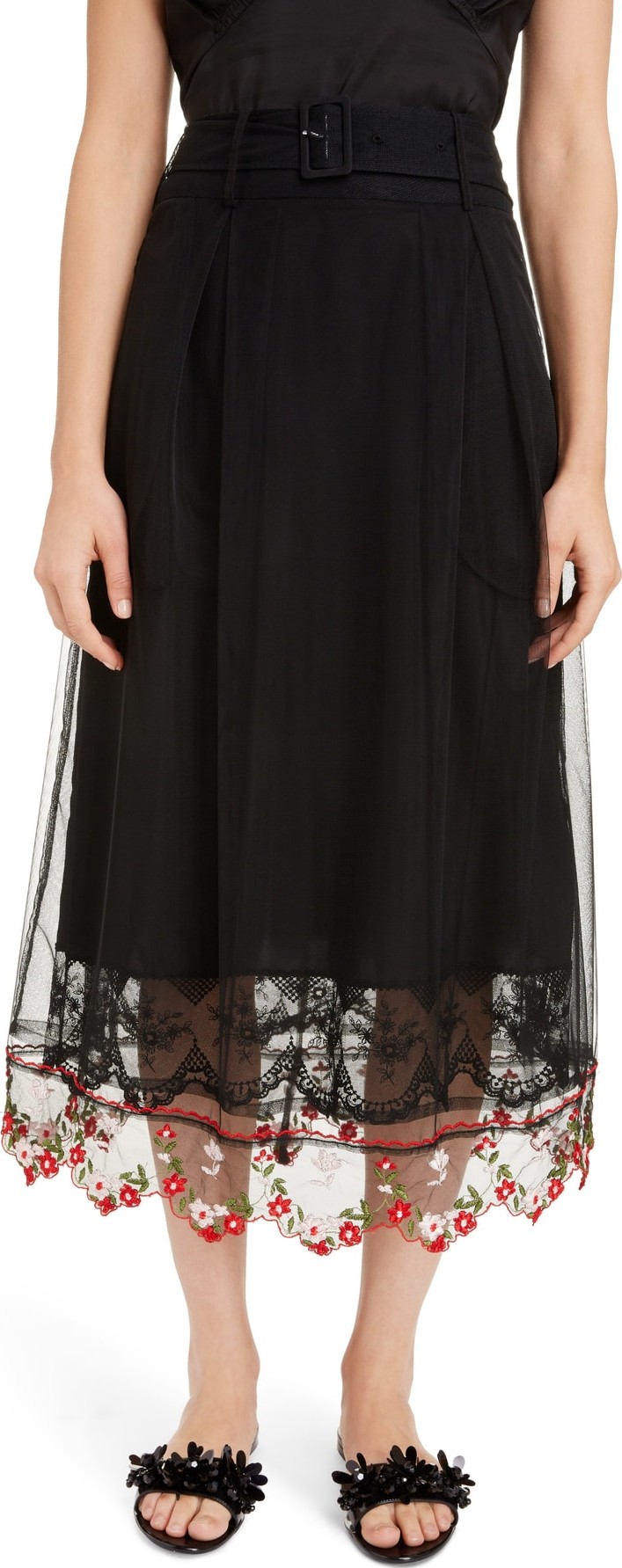 Simone Rocha Belted A-Line Tulle Skirt