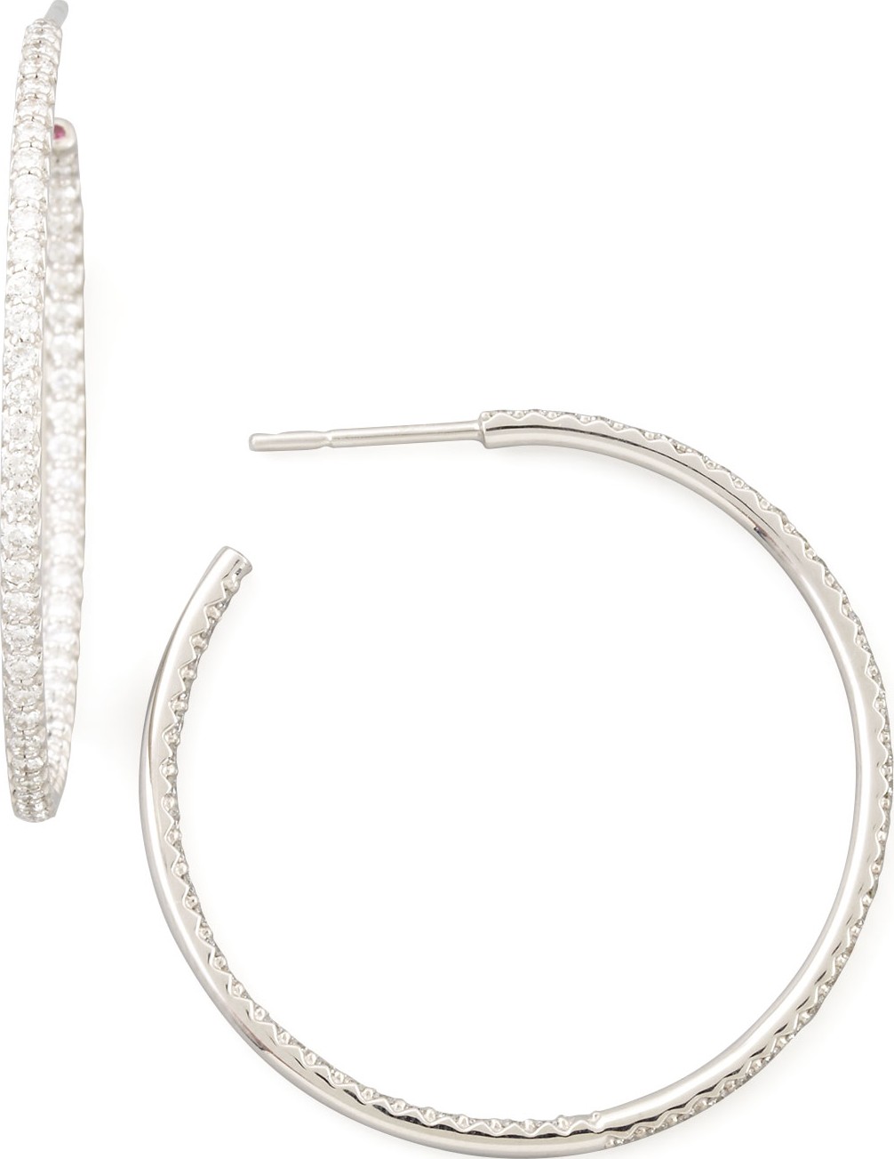 Roberto Coin 35mm White Gold Diamond Hoop Earrings, 1.1ct