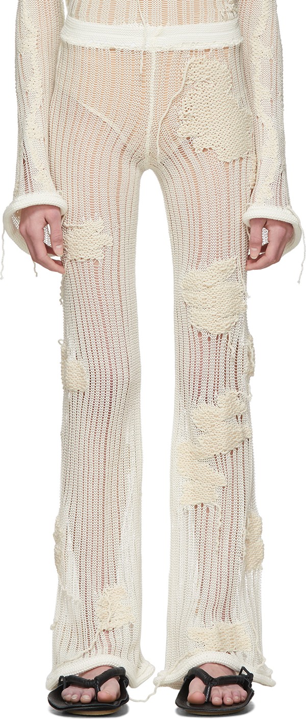 Acne Studios Off-White Flower-Knit Lounge Pants