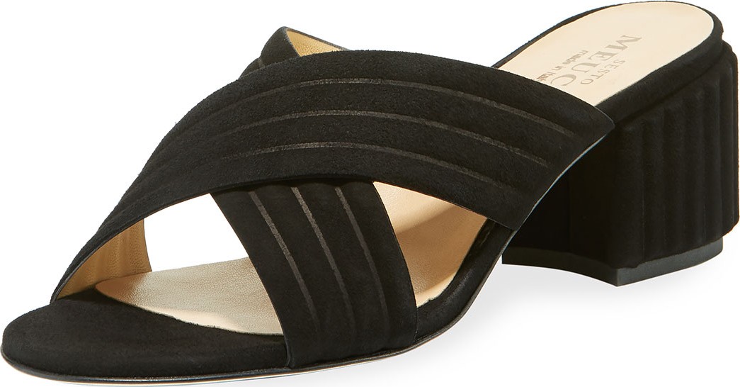Sesto Meucci Maggy Block-Heel Suede Slide Sandal